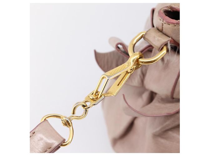 Sac à main Miu Miu Vitellolux en cuir 2way Rose Doré Auth 206666A - vue 21