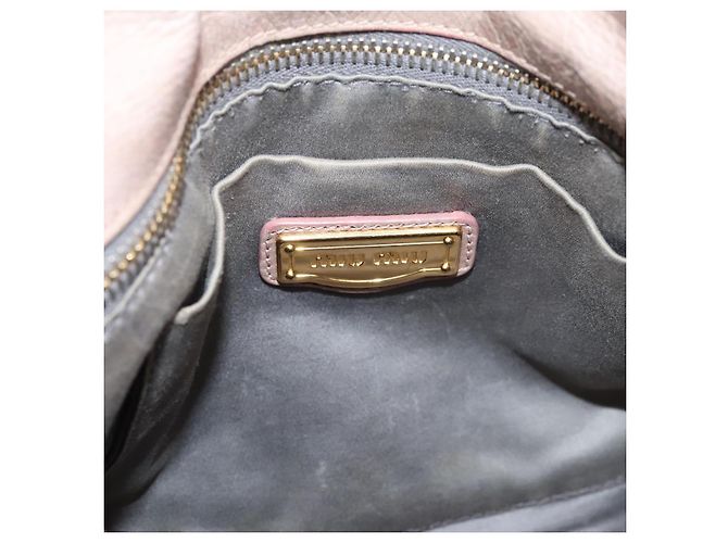Sac à main Miu Miu Vitellolux en cuir 2way Rose Doré Auth 206666A - vue 22