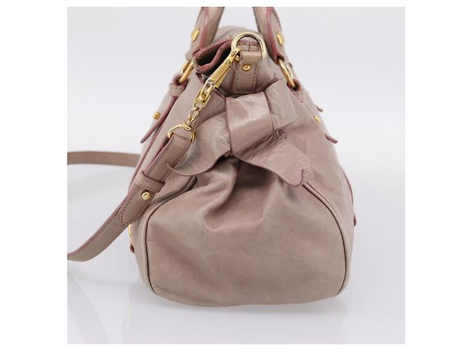 Sac à main Miu Miu Vitellolux en cuir 2way Rose Doré Auth 206666A - vue 4