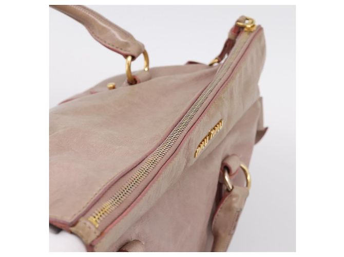 Sac à main Miu Miu Vitellolux en cuir 2way Rose Doré Auth 206666A - vue 6