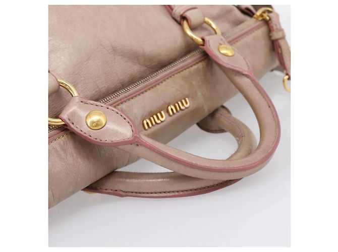 Sac à main Miu Miu Vitellolux en cuir 2way Rose Doré Auth 206666A - vue 7