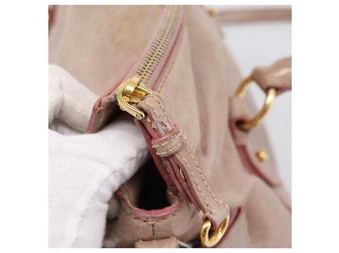 Sac à main Miu Miu Vitellolux en cuir 2way Rose Doré Auth 206666A - vue 9