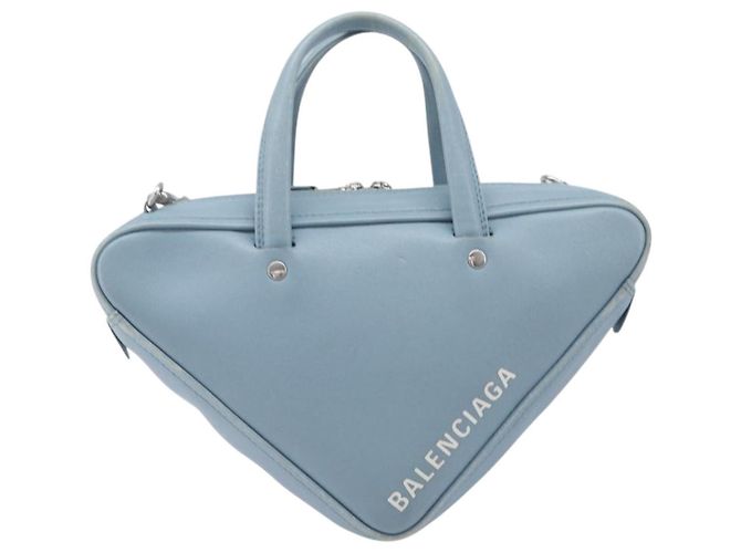 BALENCIAGA Triangle Duffel Bag Leder 2-Wege Hellblau 531048 Auth bs37406 Silber - Ansicht 13