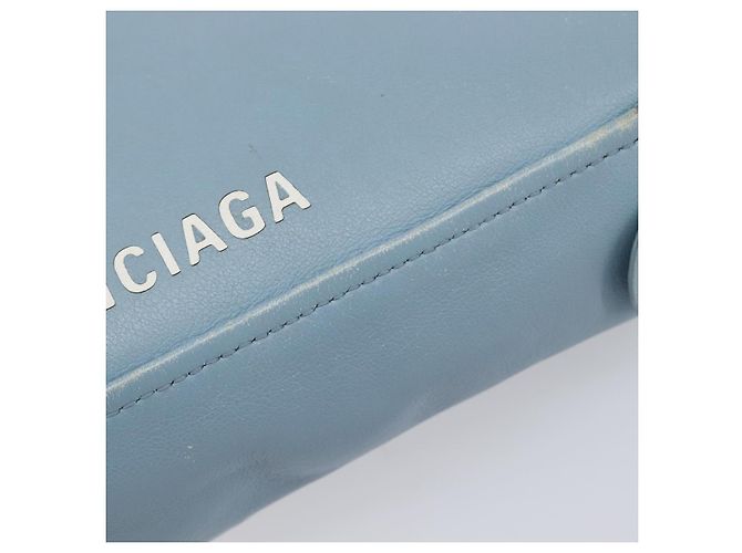 BALENCIAGA Triangle Duffel Bag Leder 2-Wege Hellblau 531048 Auth bs37406 Silber - Ansicht 16
