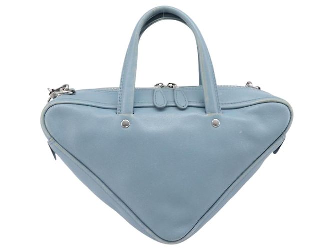 BALENCIAGA Triangle Duffel Bag Leder 2-Wege Hellblau 531048 Auth bs37406 Silber - Ansicht 2