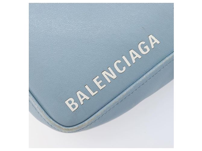 BALENCIAGA Triangle Duffel Bag Leder 2-Wege Hellblau 531048 Auth bs37406 Silber - Ansicht 22