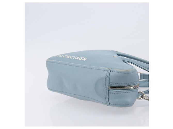 BALENCIAGA Triangle Duffel Bag Leder 2-Wege Hellblau 531048 Auth bs37406 Silber - Ansicht 3