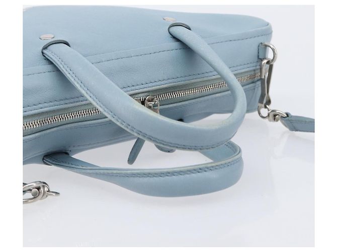 BALENCIAGA Triangle Duffel Bag Leder 2-Wege Hellblau 531048 Auth bs37406 Silber - Ansicht 7