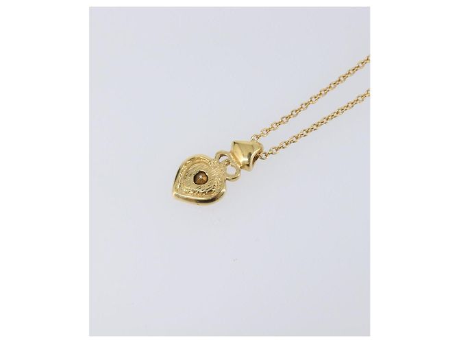 Collana Christian Dior Heart Stone metallo Gold Auth 205471 - vista 10