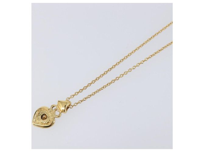 Collana Christian Dior Heart Stone metallo Gold Auth 205471 - vista 11