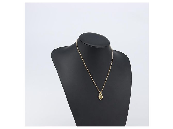 Collana Christian Dior Heart Stone metallo Gold Auth 205471 - vista 17