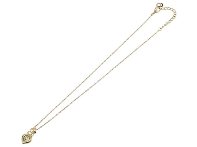Collana Christian Dior Heart Stone metallo Gold Auth 205471 - vista 2