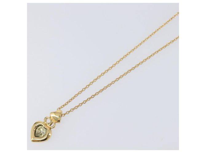 Collana Christian Dior Heart Stone metallo Gold Auth 205471 - vista 4