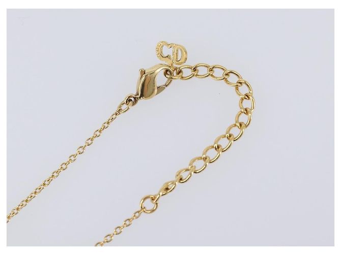 Collana Christian Dior Heart Stone metallo Gold Auth 205471 - vista 7