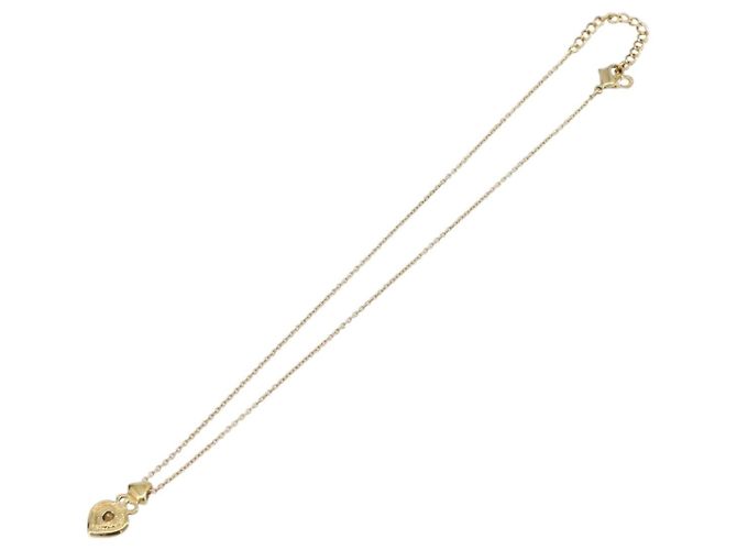 Collana Christian Dior Heart Stone metallo Gold Auth 205471 - vista 9