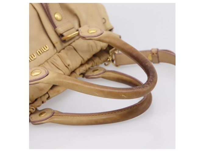 Miu Miu Handtasche Leder 2way Beige Gold Auth 167656M Golden - Ansicht 14