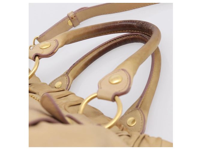 Miu Miu Handtasche Leder 2way Beige Gold Auth 167656M Golden - Ansicht 15