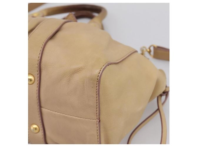 Miu Miu Handtasche Leder 2way Beige Gold Auth 167656M Golden - Ansicht 18