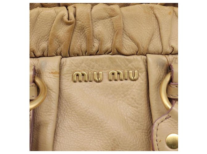 Miu Miu Handtasche Leder 2way Beige Gold Auth 167656M Golden - Ansicht 23