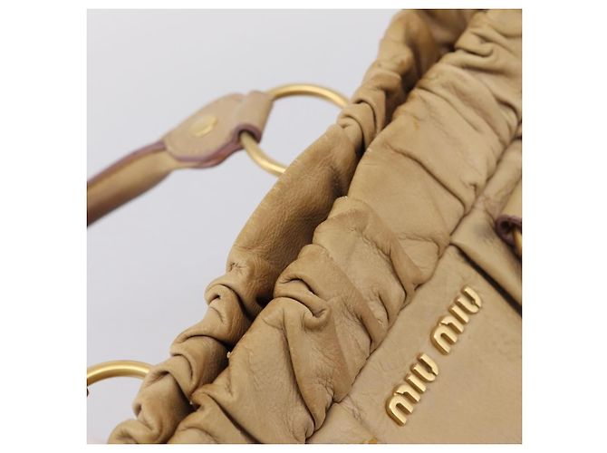 Miu Miu Handtasche Leder 2way Beige Gold Auth 167656M Golden - Ansicht 24