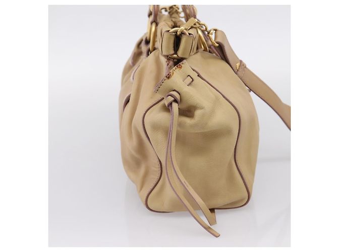 Miu Miu Handtasche Leder 2way Beige Gold Auth 167656M Golden - Ansicht 3