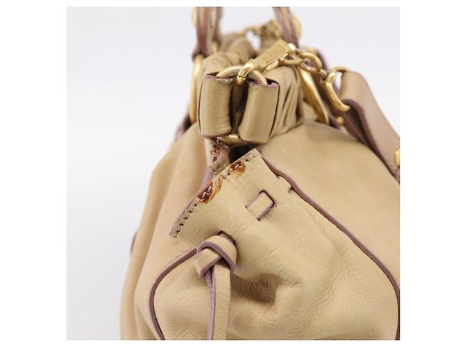 Miu Miu Handtasche Leder 2way Beige Gold Auth 167656M Golden - Ansicht 4