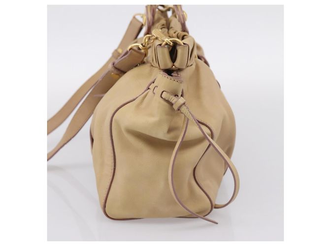 Miu Miu Handtasche Leder 2way Beige Gold Auth 167656M Golden - Ansicht 5