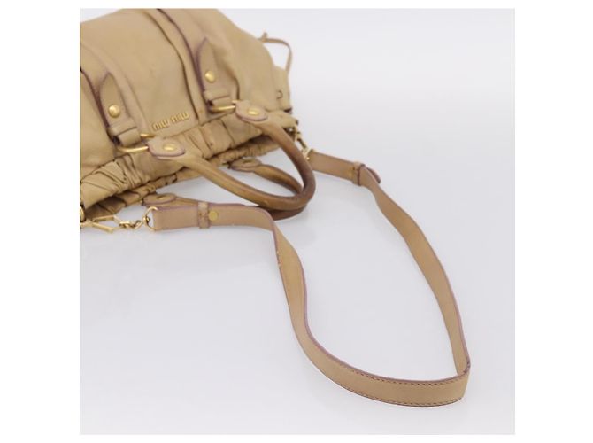 Miu Miu Handtasche Leder 2way Beige Gold Auth 167656M Golden - Ansicht 9