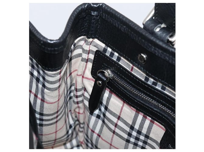 Borsa a mano BURBERRY in pelle nera e argento Auth am12688V Nero - vista 19