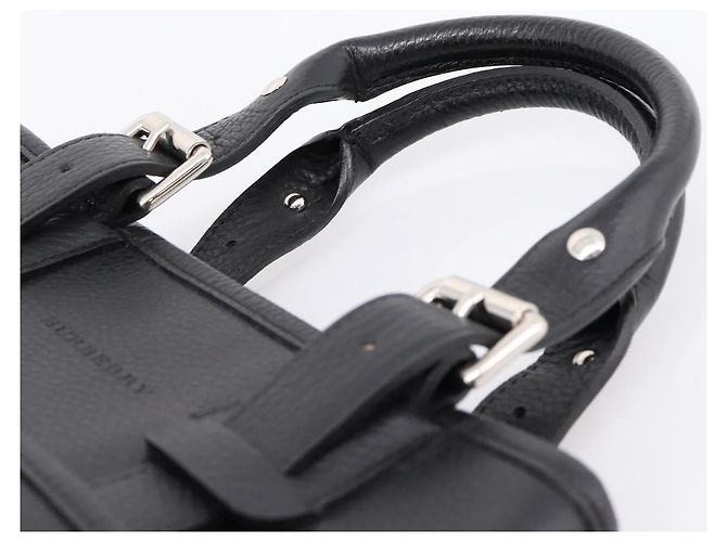 Borsa a mano BURBERRY in pelle nera e argento Auth am12688V Nero - vista 8