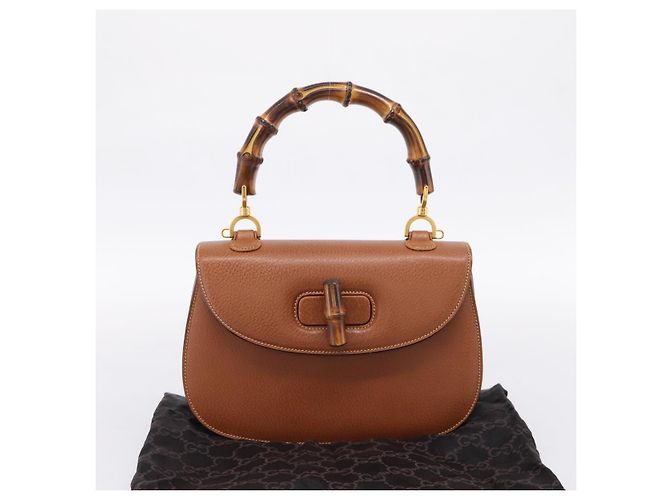 Borsa a Mano GUCCI Bamboo Pelle Marrone Oro 000 113 0633 Auth ep16515V D'oro - vista 12