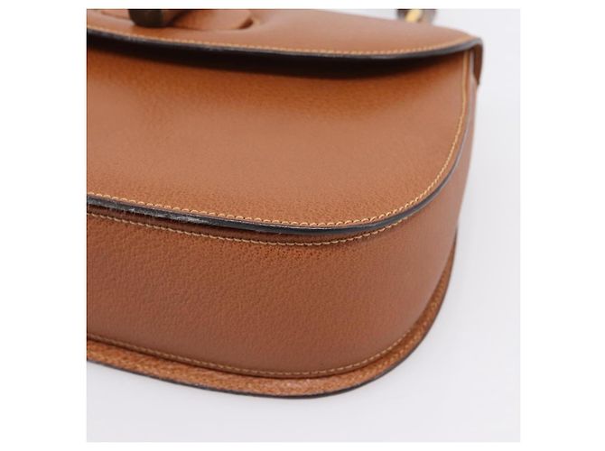 Borsa a Mano GUCCI Bamboo Pelle Marrone Oro 000 113 0633 Auth ep16515V D'oro - vista 14