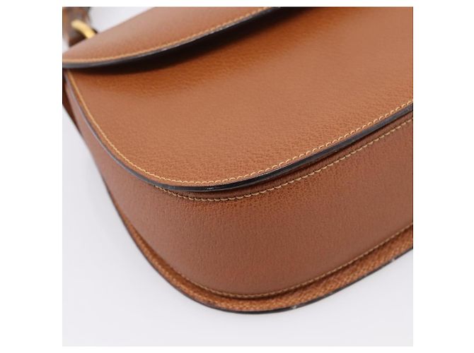 Borsa a Mano GUCCI Bamboo Pelle Marrone Oro 000 113 0633 Auth ep16515V D'oro - vista 15