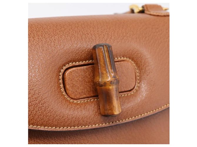 Borsa a Mano GUCCI Bamboo Pelle Marrone Oro 000 113 0633 Auth ep16515V D'oro - vista 18