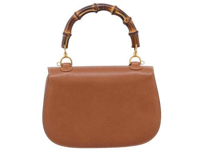 Borsa a Mano GUCCI Bamboo Pelle Marrone Oro 000 113 0633 Auth ep16515V D'oro - vista 2