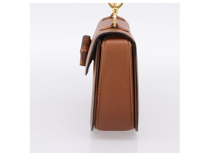 Borsa a Mano GUCCI Bamboo Pelle Marrone Oro 000 113 0633 Auth ep16515V D'oro - vista 4