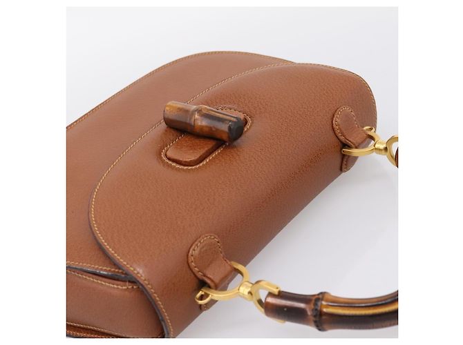 Borsa a Mano GUCCI Bamboo Pelle Marrone Oro 000 113 0633 Auth ep16515V D'oro - vista 6