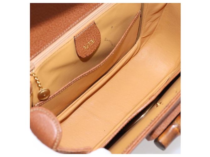 Borsa a Mano GUCCI Bamboo Pelle Marrone Oro 000 113 0633 Auth ep16515V D'oro - vista 9