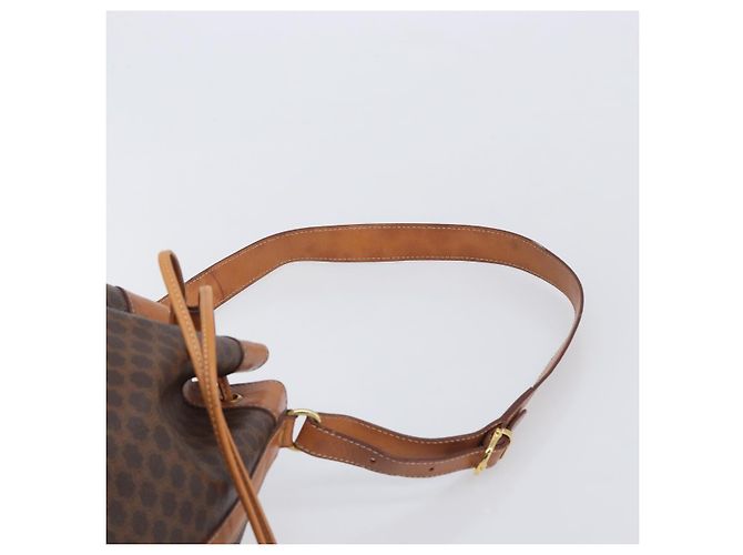 Céline Borsa a tracolla CELINE Macadam Canvas PVC Leather Brown Gold Auth 205298V Marrone D'oro - vista 14