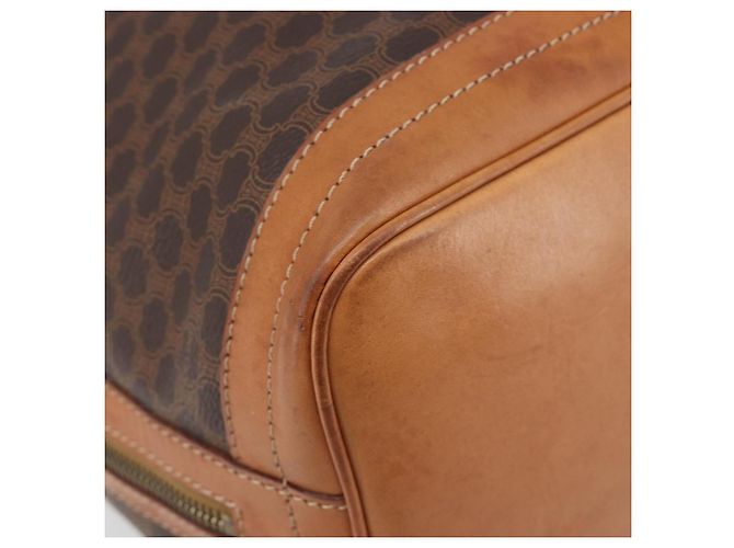 Céline Borsa a tracolla CELINE Macadam Canvas PVC Leather Brown Gold Auth 205298V Marrone D'oro - vista 16