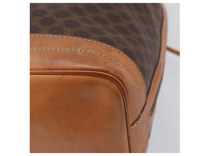 Céline Borsa a tracolla CELINE Macadam Canvas PVC Leather Brown Gold Auth 205298V Marrone D'oro - vista 17
