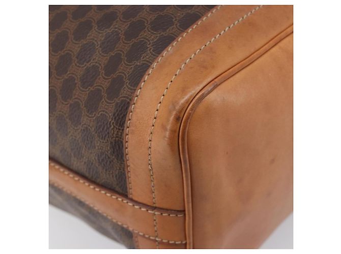 Céline Borsa a tracolla CELINE Macadam Canvas PVC Leather Brown Gold Auth 205298V Marrone D'oro - vista 18