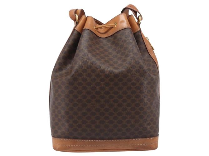 Céline Borsa a tracolla CELINE Macadam Canvas PVC Leather Brown Gold Auth 205298V Marrone D'oro - vista 2