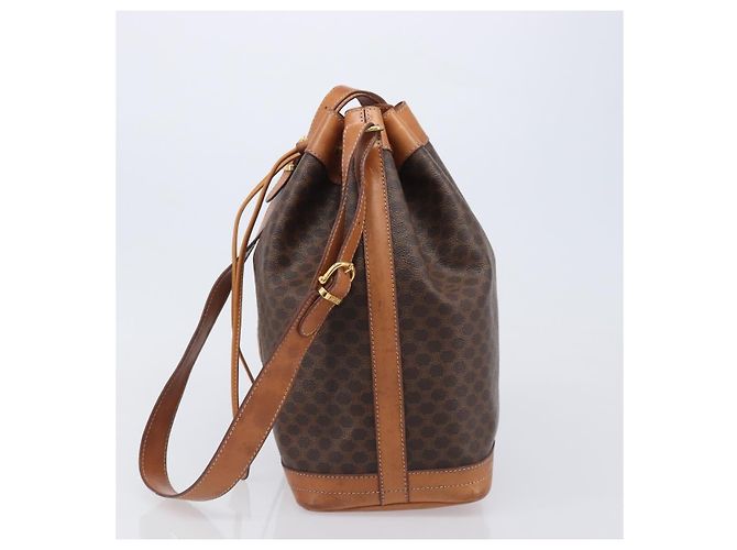 Céline Borsa a tracolla CELINE Macadam Canvas PVC Leather Brown Gold Auth 205298V Marrone D'oro - vista 3
