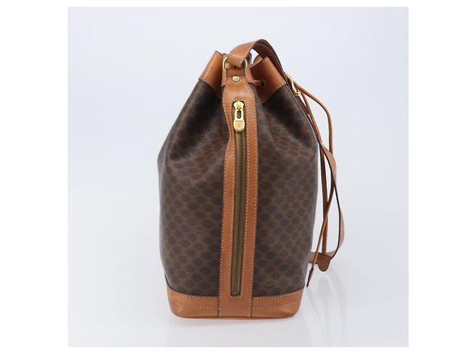 Céline Borsa a tracolla CELINE Macadam Canvas PVC Leather Brown Gold Auth 205298V Marrone D'oro - vista 4