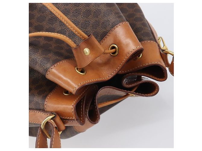 Céline Borsa a tracolla CELINE Macadam Canvas PVC Leather Brown Gold Auth 205298V Marrone D'oro - vista 6