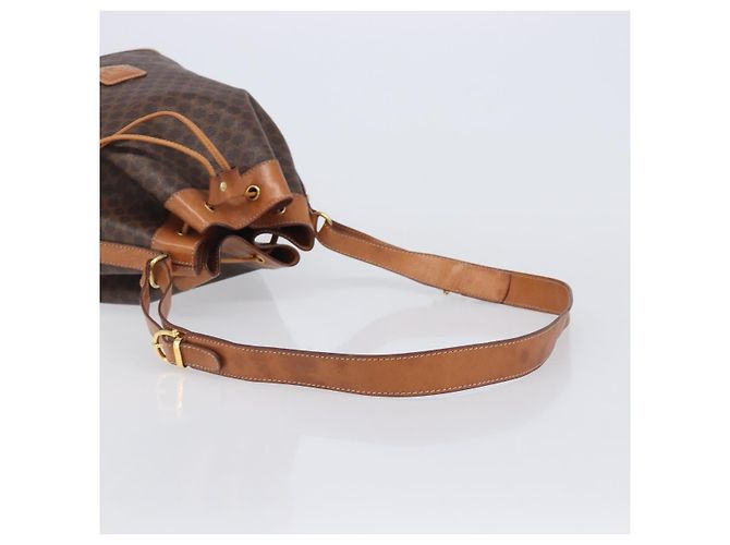 Céline Borsa a tracolla CELINE Macadam Canvas PVC Leather Brown Gold Auth 205298V Marrone D'oro - vista 7