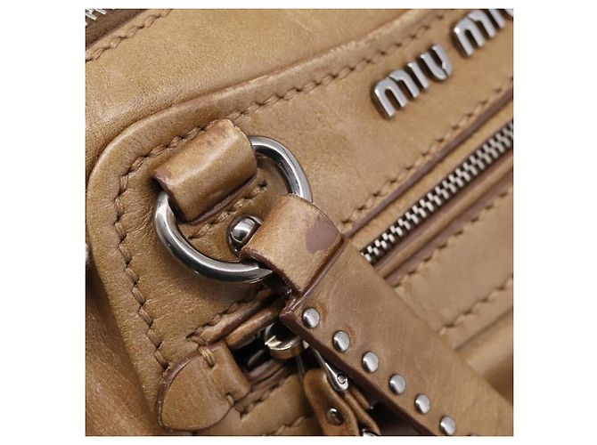 Bolso de mano Miu Miu de piel 2way Marrón Plata Auth 207616V Castaño - vista 10