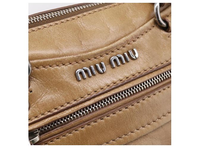 Bolso de mano Miu Miu de piel 2way Marrón Plata Auth 207616V Castaño - vista 19