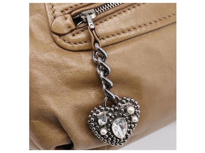 Bolso de mano Miu Miu de piel 2way Marrón Plata Auth 207616V Castaño - vista 20